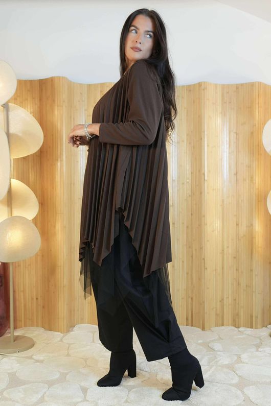 Gotham Pleat Tunic Chocolate